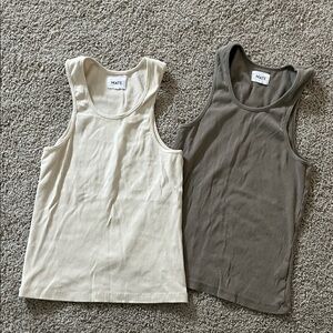 MATE the Label Cream and Brown Tank Tops